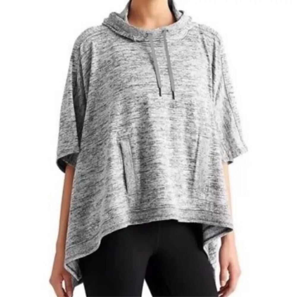 Athleta Blissful Heathered Gray oversized hooded poncho womens M athleisure yoga